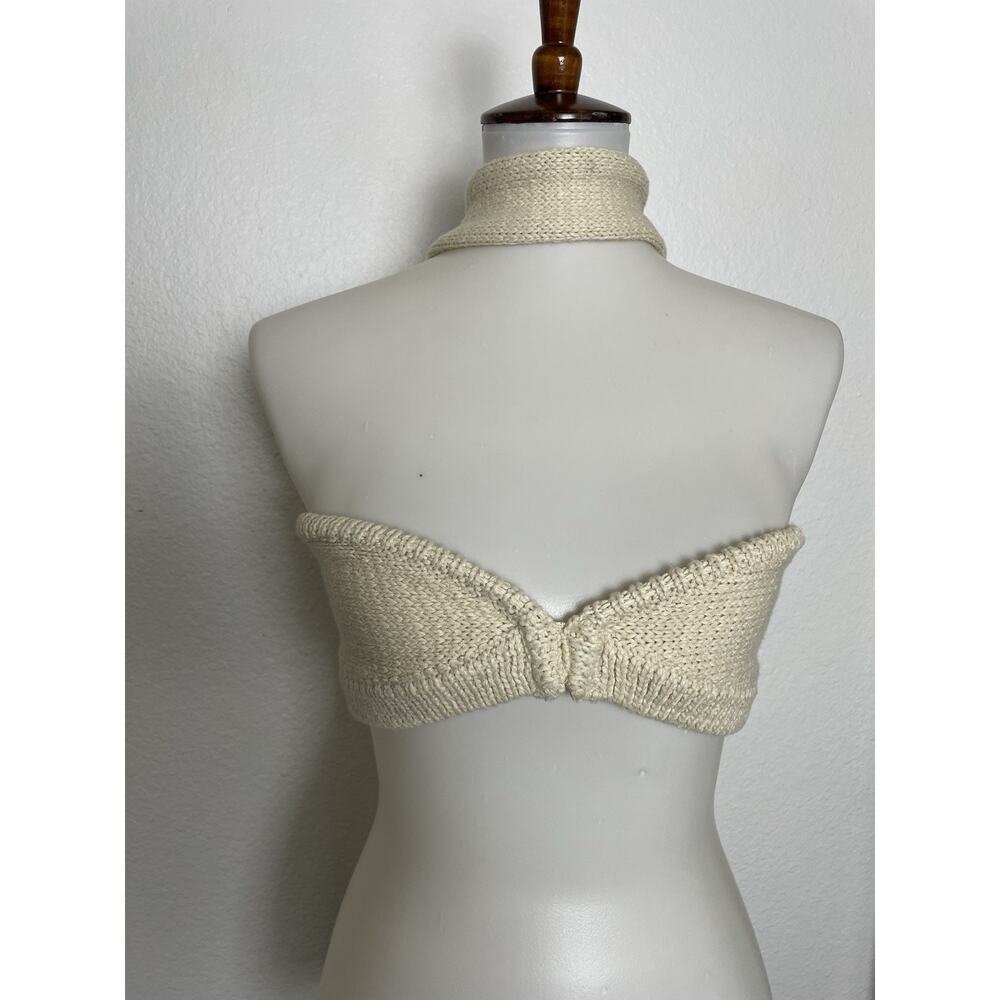 Ruve Top Women Sz S Bra Pullover Knit Stretch Halter Vija Tan FLAW NWT